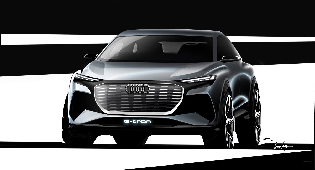 Audi Unveils the First Sketches of Geneva Show Car - the Audi Q4 E-Tron Concept