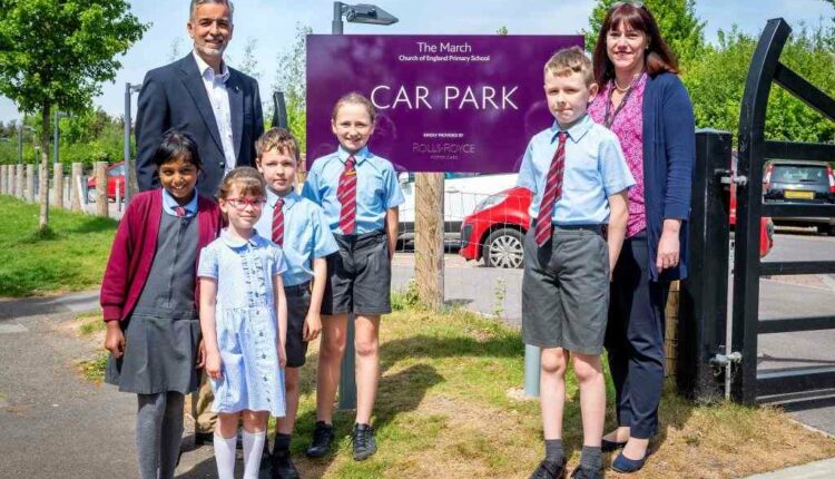 Pupils from The March CE Primary School ‘Sign Off’ New Car Park Provided by Rolls-Royce Motor Cars