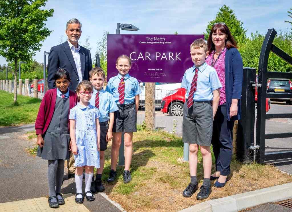 Pupils from The March CE Primary School ‘Sign Off’ New Car Park Provided by Rolls-Royce Motor Cars